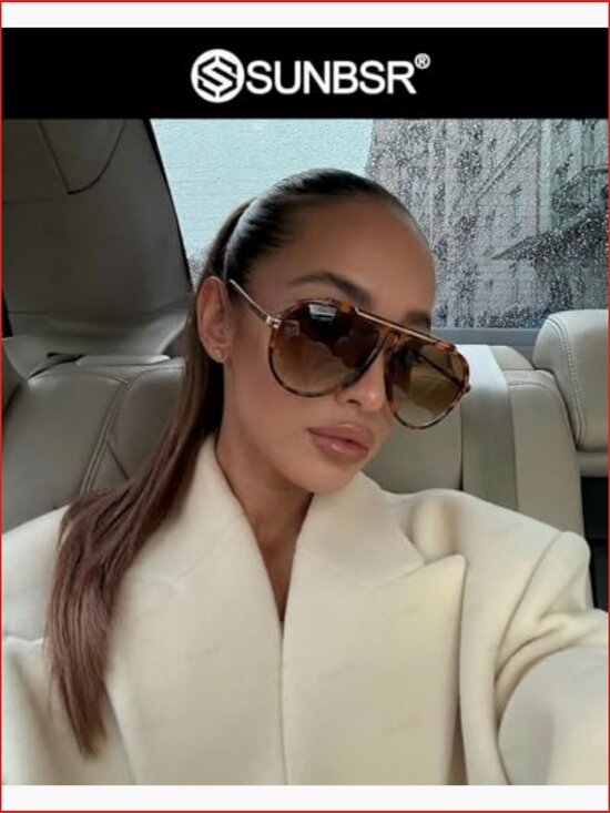 Oversized Retro Aviator Sunglasses Metal UV400 Protection Square Shades main image 5